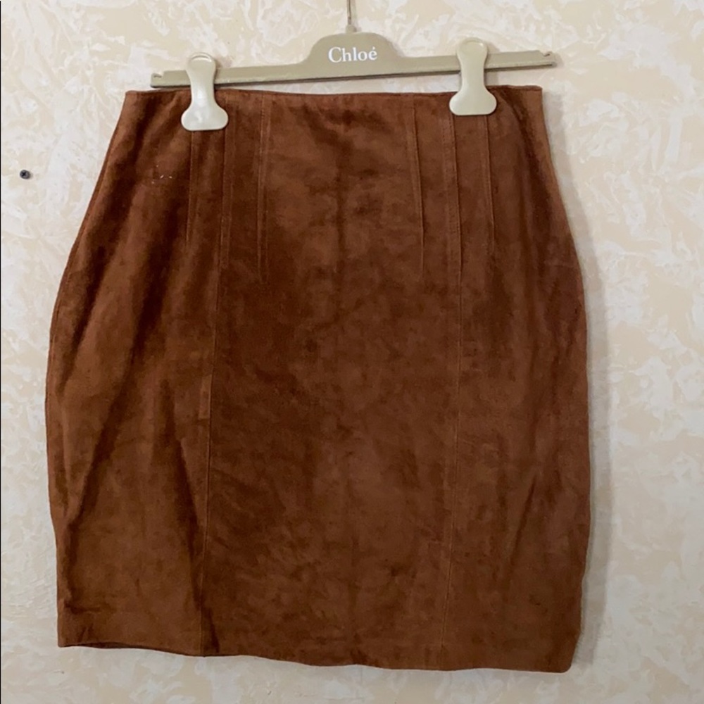 Suede mini skirt